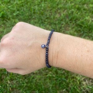 Evil eye midnight blue faceted jade bracelet